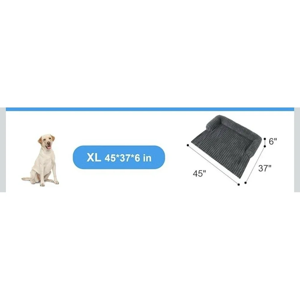 Wn's Day Luxurious Dog Couch Bed, Washable Calming Dog Couch Cover, Removable...